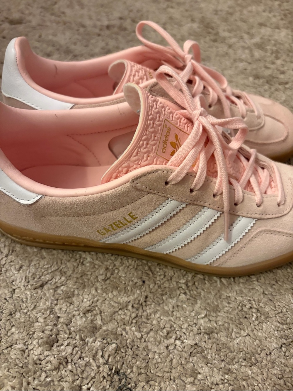 adidas Gazelle Pink Suede Sneakers with White Stripes